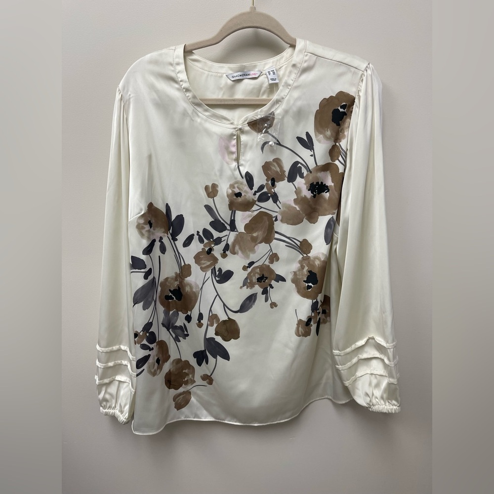 Isaac Mizrahi Cream Floral Blouse